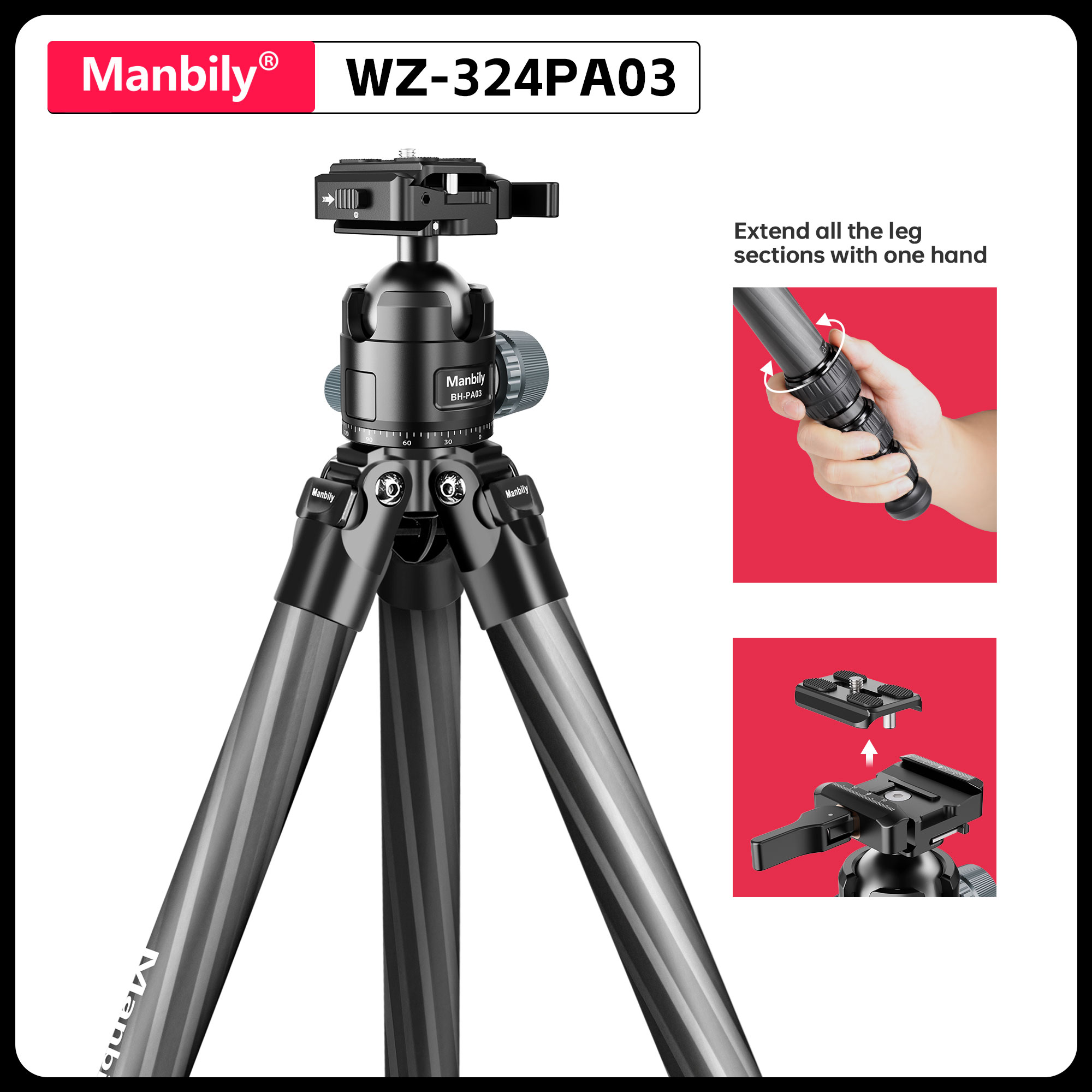 Outdoor Hunting Video Camera - Manbily 158CM Wytrzymałe statywy myśliwskie z