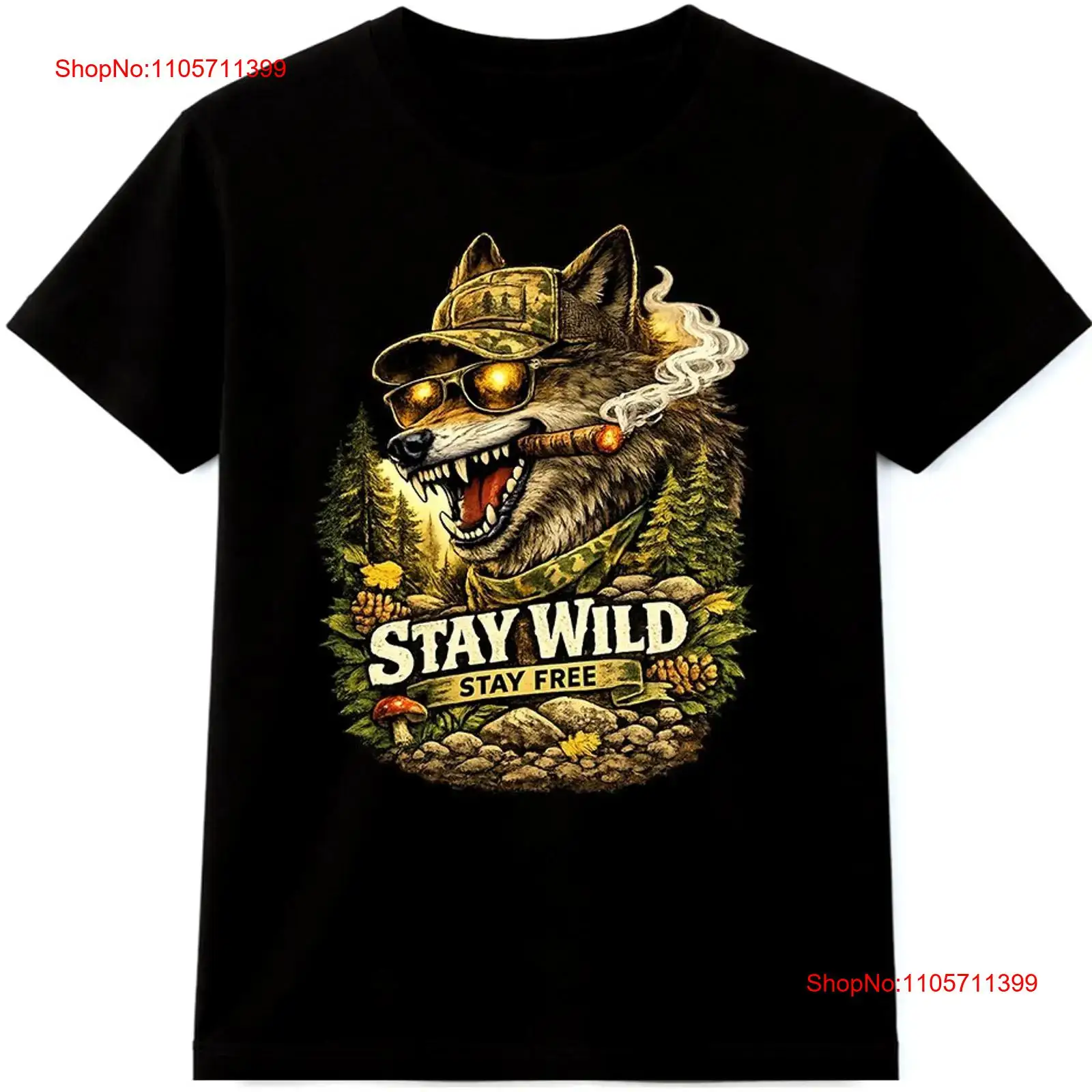 Wildman Hunting & Outdoor Vanderbijlpark - Koszulka z wilkiem Stay Wild Free