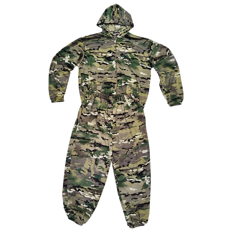 Hunting Outdoor Apparel - Letni, przewiewny, kamuflażowy kombinezon z siateczki,